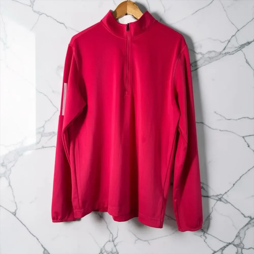 Adidas Performance Three-Stripe Long Sleeve Red 1/4 Zip Size M Unisex Sports